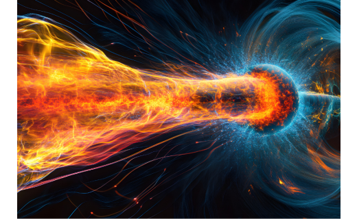 nuclear fusion with glowing plasma and energy bursts